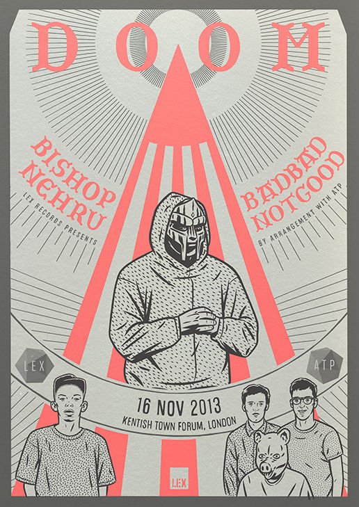 poster design for doom, bishop nehru, badbadnotgood. 